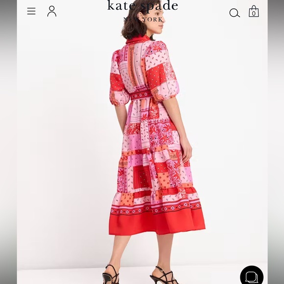 NEW kate spade Bandana Patchwork Midi Dress size XS - Picture 5 of 6